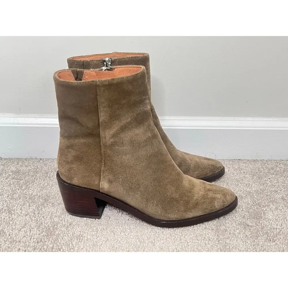 Madewell Olive Suede Ankle Boots